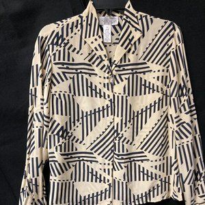 Navy/Tan Pattern Button Up